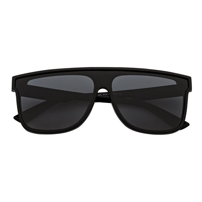 AEON - Square Flat Top Shield Polarized Sunglasses Mono Lens Black Smoke
