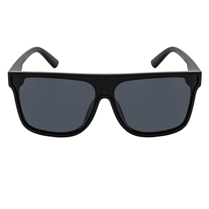 AEON - Square Flat Top Shield Polarized Sunglasses Mono Lens Black Smoke