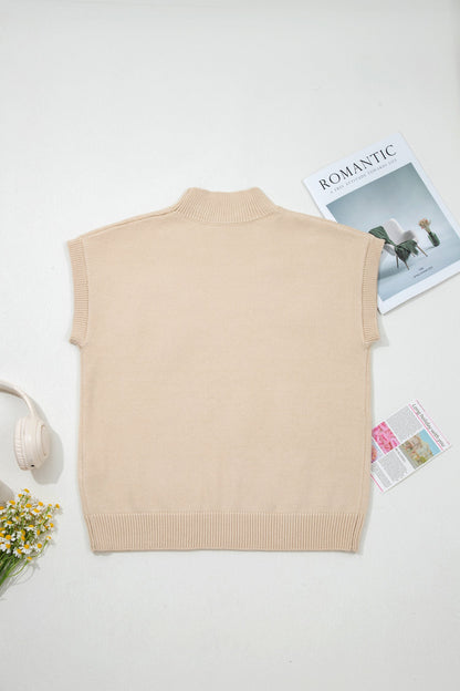 Western Corded Horseshoe Mock Neck Short Sleeve Sweater
