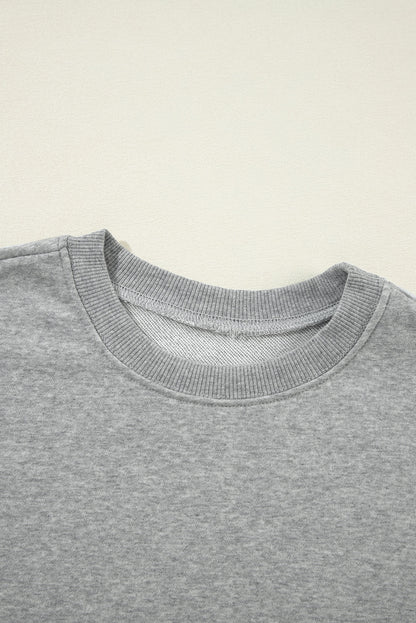 Solid Drop Shoulder Crewneck Pullover Sweatshirt