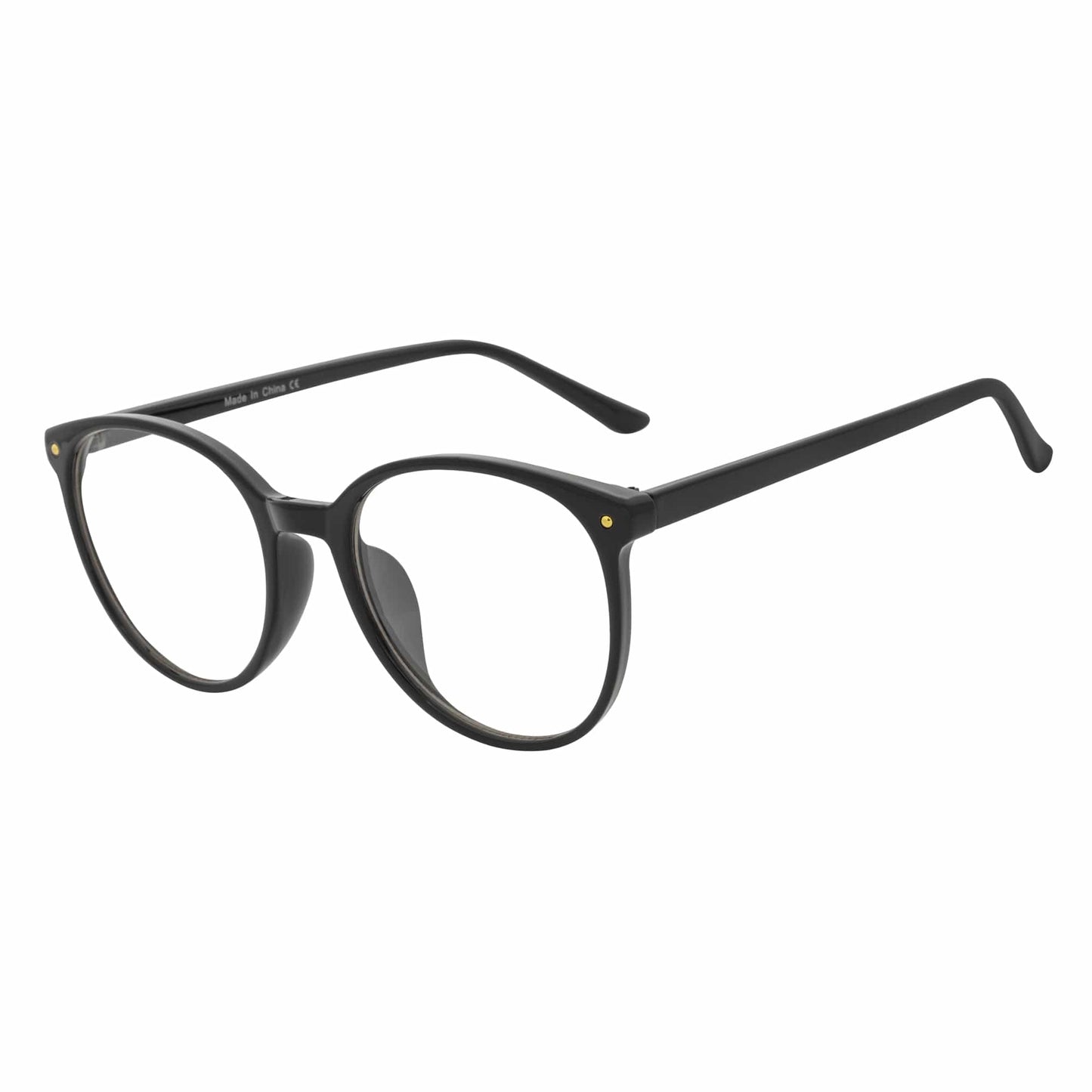 ARBUS - Round Horn Rimmed Blue Light Glasses Shiny Black Clear Lens