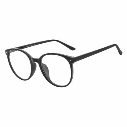 ARBUS - Round Horn Rimmed Blue Light Glasses Shiny Black Clear Lens