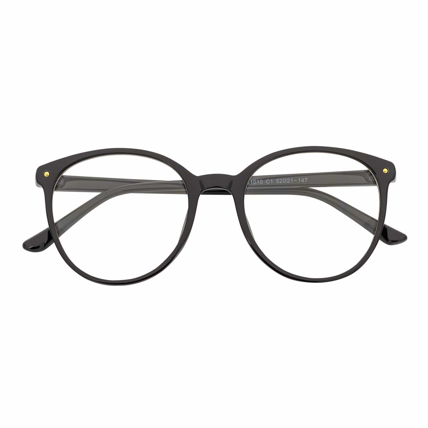 ARBUS - Round Horn Rimmed Blue Light Glasses Shiny Black Clear Lens