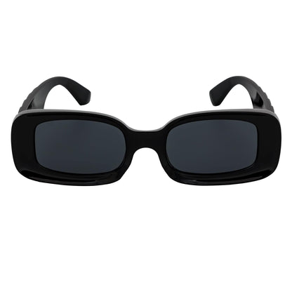 ASHER - Small Thick Frame Rectangle Sunglasses 90s Fashion Black Smoke