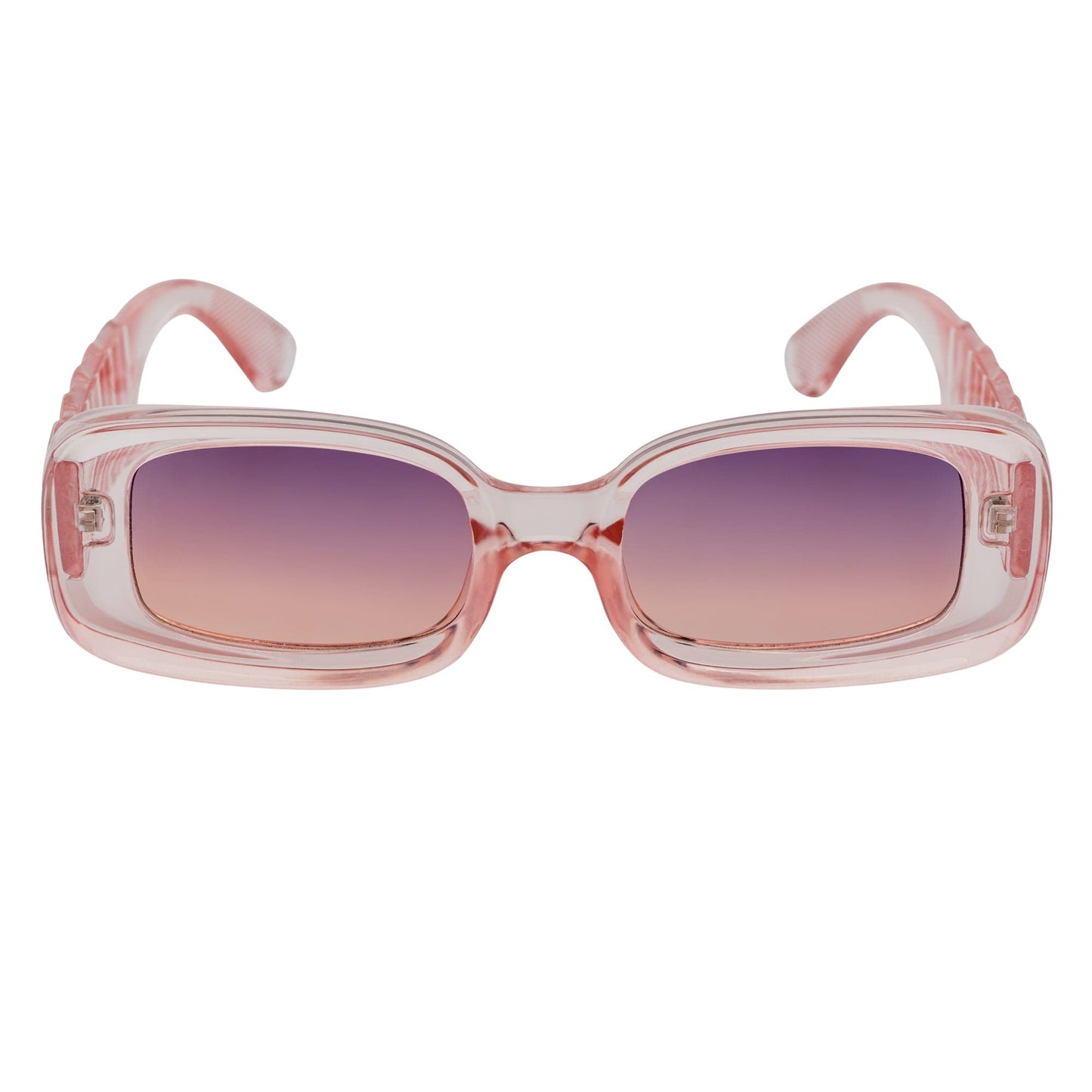 ASHER - Small Thick Frame Rectangle Sunglasses 90s Fashion Clear Pink Purple