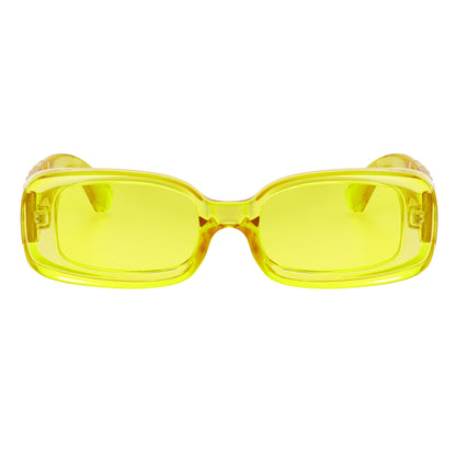 ASHER - Small Thick Frame Rectangle Sunglasses 90s Fashion Clear Yellow