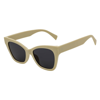 AUDREY - Womens Oversize Mid Century Modern Cat Eye Sunglasses Cream Smoke Tint
