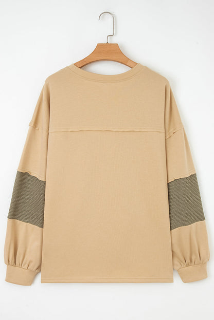 Plus Size Reverse Seam Patchwork Drop Shoulder Top