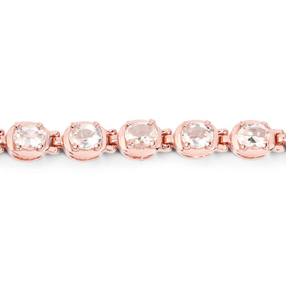 14K Rose Gold Plated 3.90 ct Genuine Morganite .925 Sterling Silver Bracelet