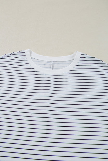 Stripe Ruffle Sleeve Crewneck T-Shirt Mini Dress