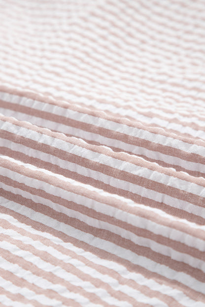 Stripe Frilled Collar 3/4 Sleeve Maxi Dress