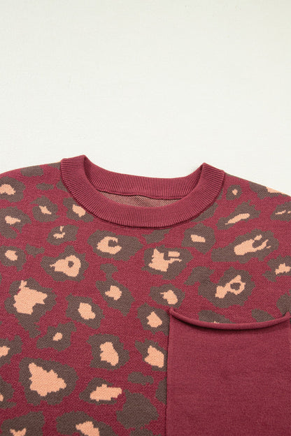 Leopard Cap Sleeve Textured Knit Top