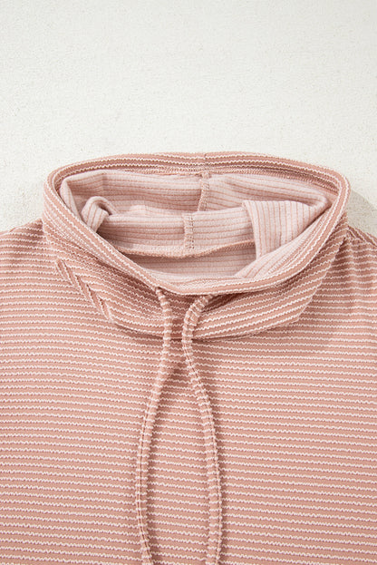 Corded Knit Drawstring Cowl Neck Top