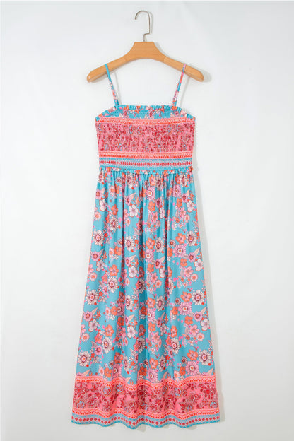 Boho Floral Spaghetti Strap Vacation Maxi Dress