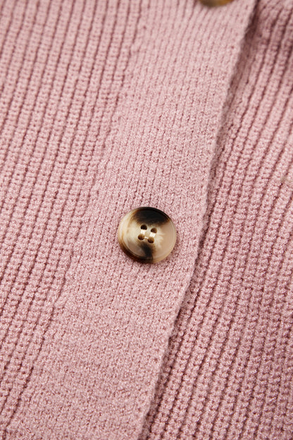 Textured Knit Button Front V-Neck Cardigan