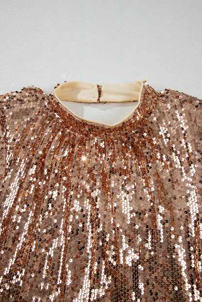 Sequin Long Sleeve Cutout Back Mini Dress