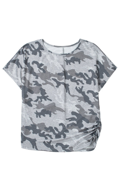 Camo Short Sleeve Round Neck T-Shirt