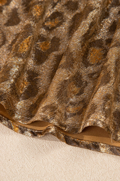 Leopard Metallic Short Sleeve Buttoned Shirt