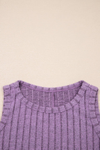Solid Mineral Wash Ribbed Tank Top