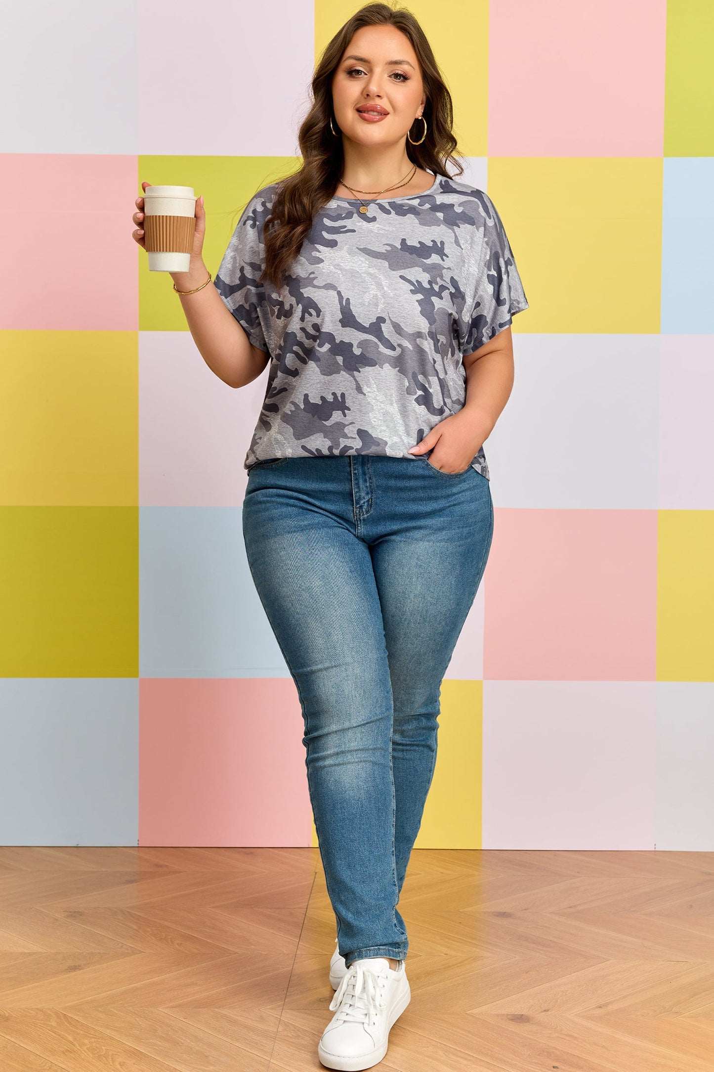 Plus Size Camo Short Sleeve T-Shirt