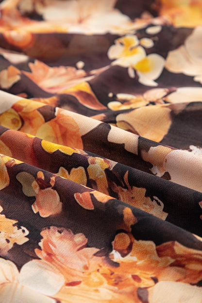 Floral V-Neck Long Puff Sleeve Blouse