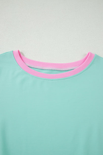 Colorblock Drop Shoulder T-Shirt & Skort Set