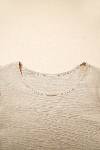 Solid Ruffle Short Sleeve Blouse