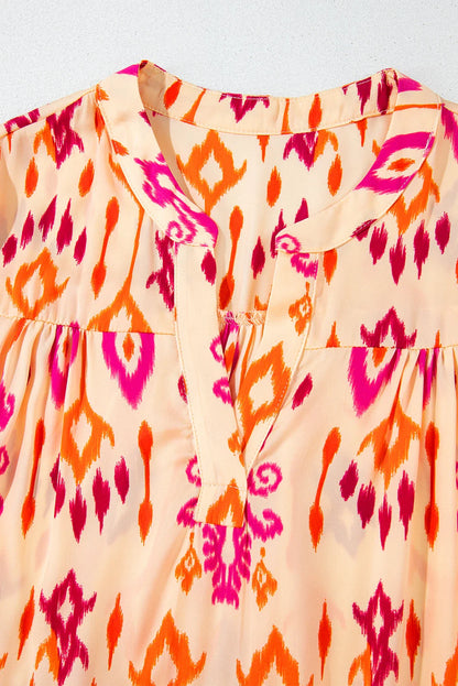 Western Abstract Geometric Long Sleeve Maxi Dress