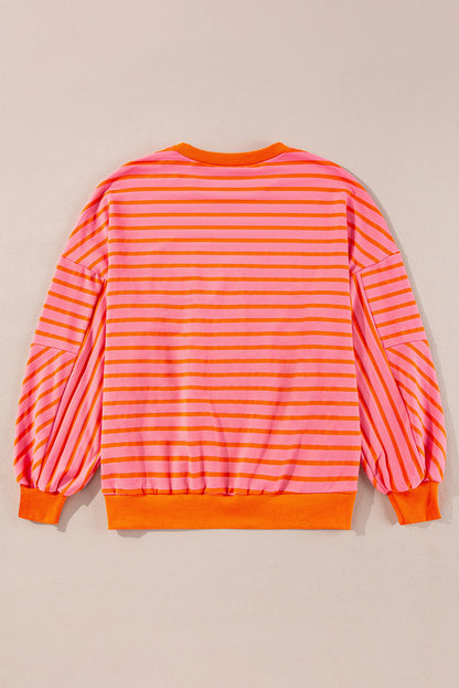 Stripe Drop Shoulder Crewneck Sweatshirt