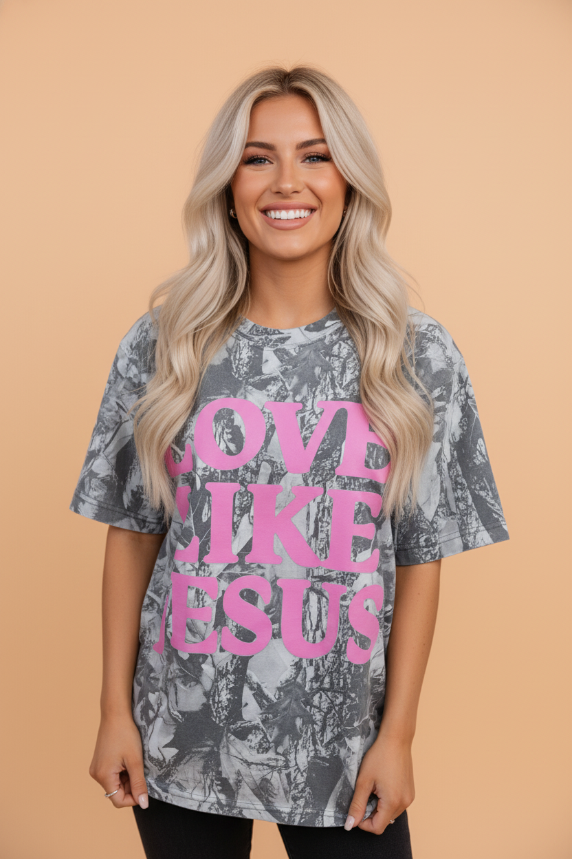 Love Like Jesus Camo Woodland Tee