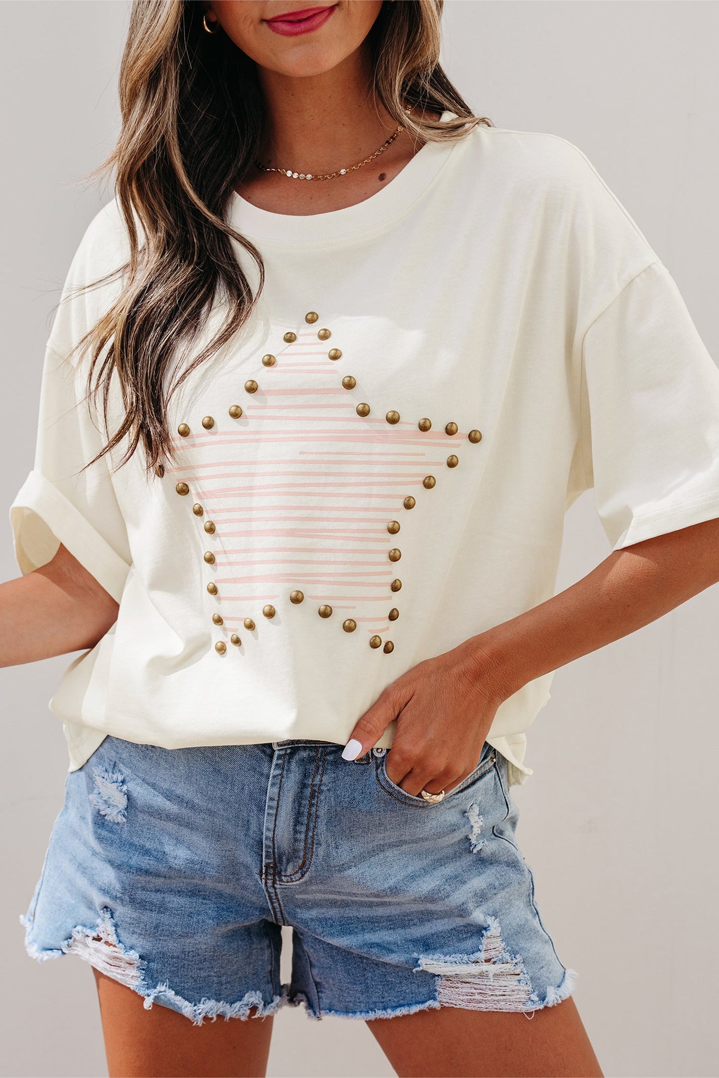 Western Star Studded Detail Short Sleeve Top