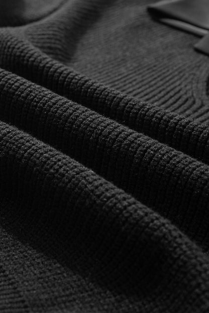 Bow Back Lantern Sleeve V-Neck Sweater