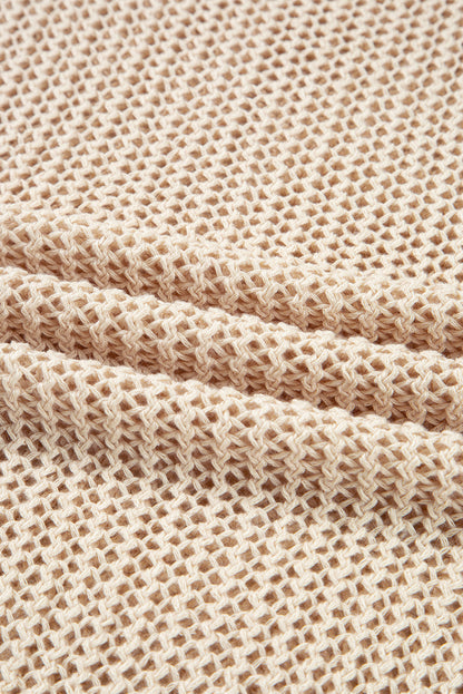 Solid Crochet Hollow-Out Sweater