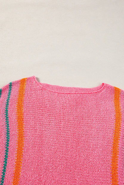 Stripe Wide Sleeve Knitted Sweater