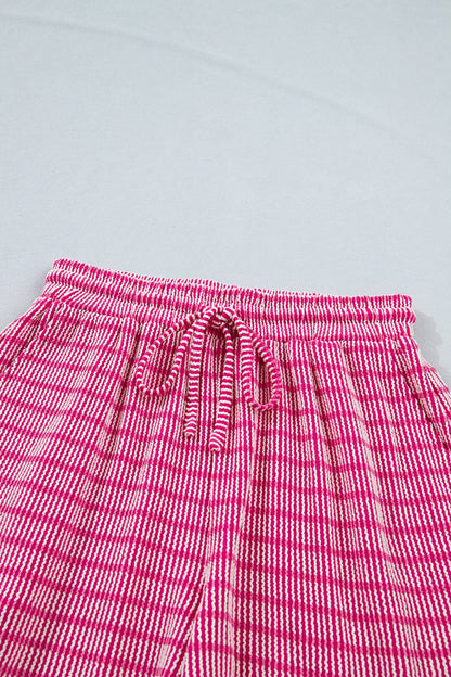 Stripe Ribbed Loose Tee & Drawstring Short Set