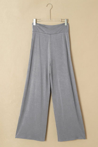 Solid Knotted Drop Waist Split Leg Pants