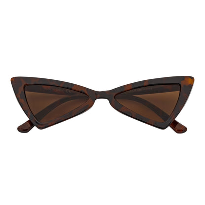 BOWTIE - Triangle Pointed 1990s Small Cat Eye Sunglasses Tortoise Brown Lens