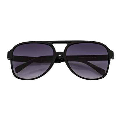 BRASCO - Classic Plastic Teardrop Aviator Black Sunglasses Lavender Fade Lens