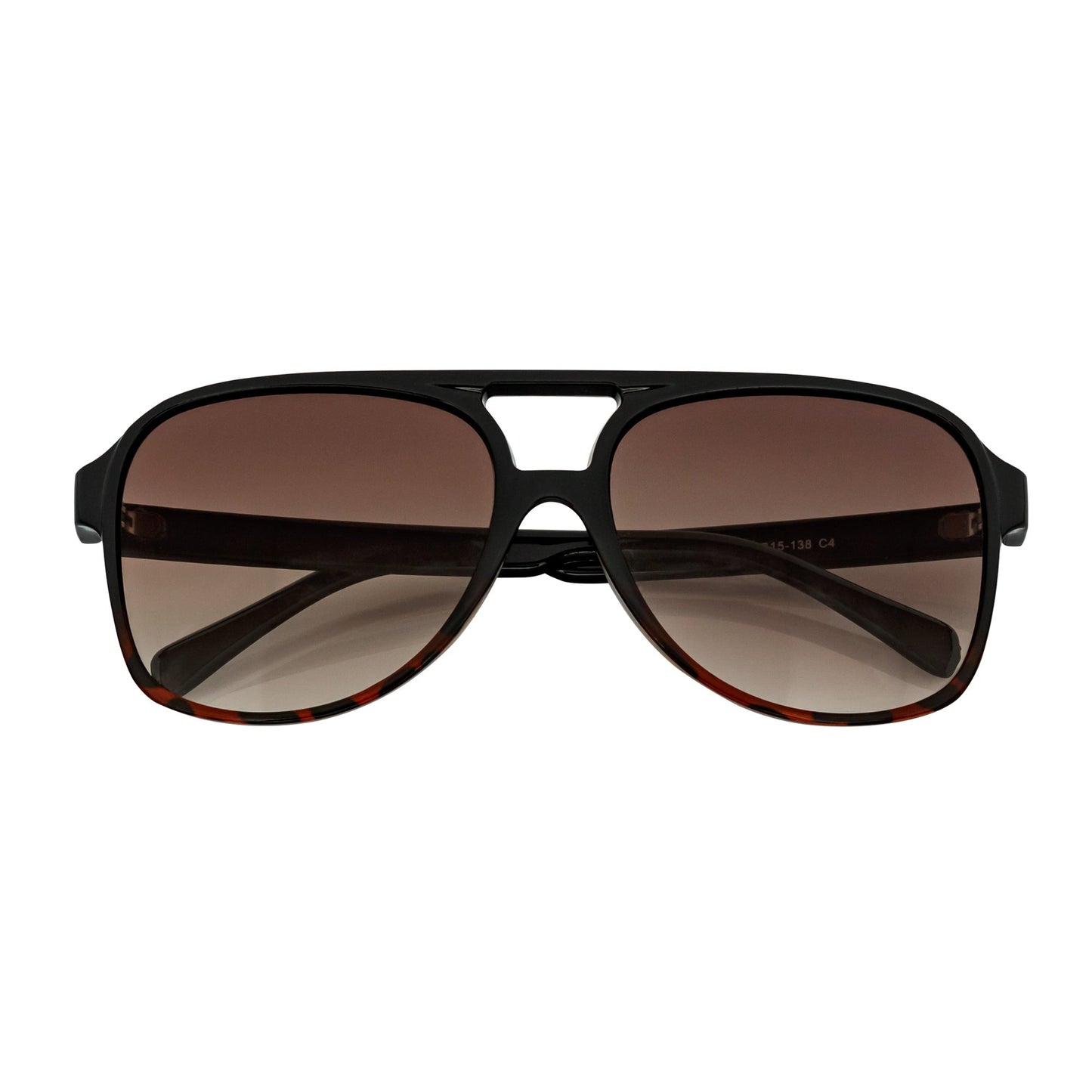 BRASCO - Classic Teardrop Aviator Black-Tortoise Sunglasses Amber Fade
