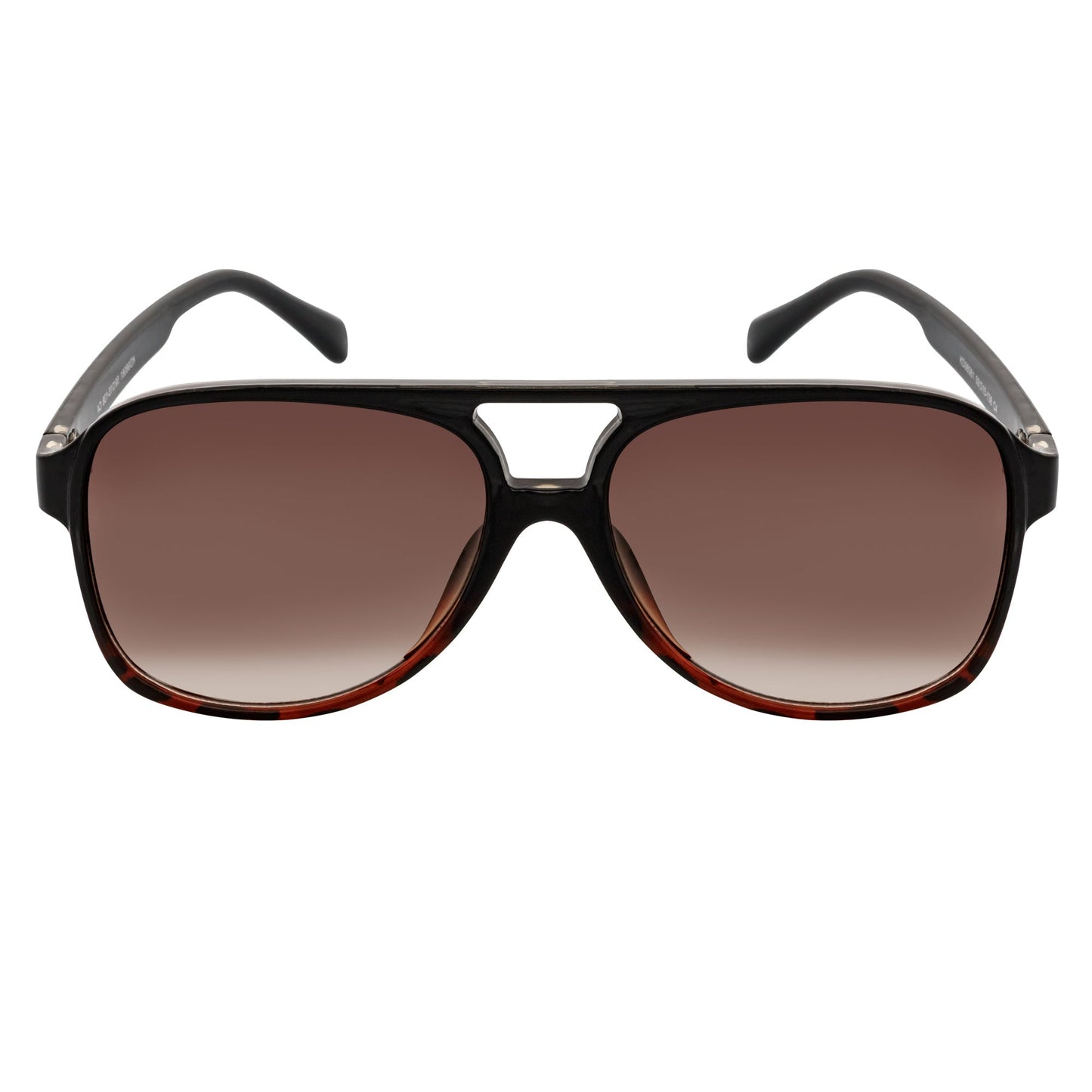 BRASCO - Classic Teardrop Aviator Black-Tortoise Sunglasses Amber Fade