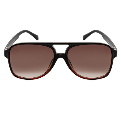 BRASCO - Classic Teardrop Aviator Black-Tortoise Sunglasses Amber Fade