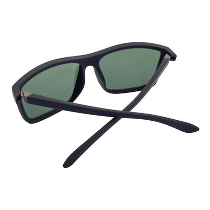 BRISTOL - Polarized Modern Rectangle Sunglasses Soft Matte Black Green Tint