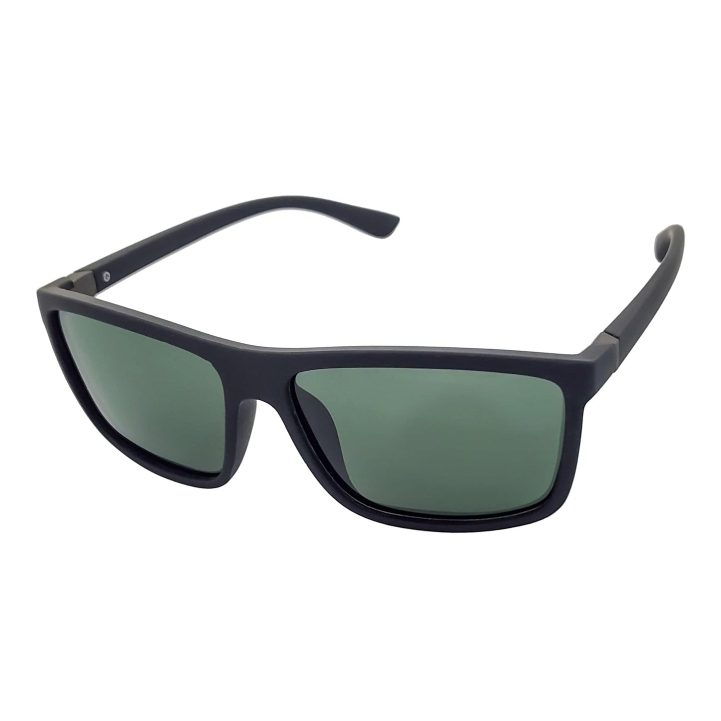 BRISTOL - Polarized Modern Rectangle Sunglasses Soft Matte Black Green Tint
