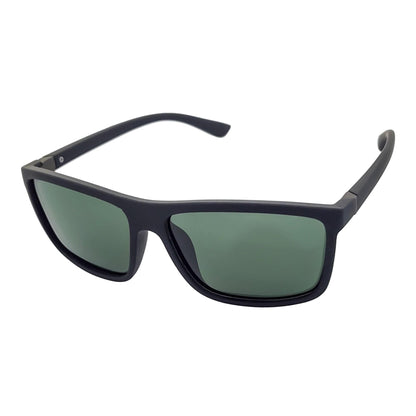 BRISTOL - Polarized Modern Rectangle Sunglasses Soft Matte Black Green Tint