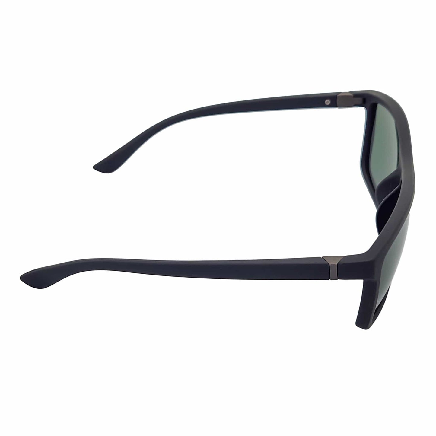BRISTOL - Polarized Modern Rectangle Sunglasses Soft Matte Black Green Tint