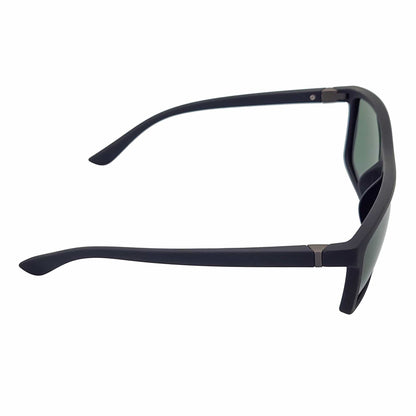 BRISTOL - Polarized Modern Rectangle Sunglasses Soft Matte Black Green Tint