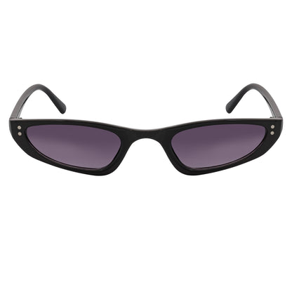 BURMESE - Retro Small Hexagonal Cat Eye Black Sunglasses Lavender Lens