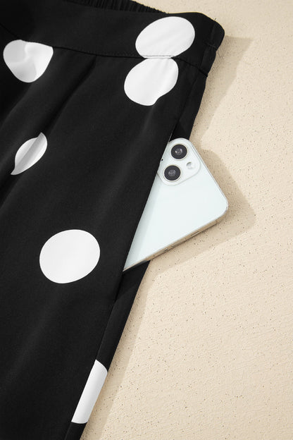 Polka Dot Pleated Tank & Wide Leg Pant Set
