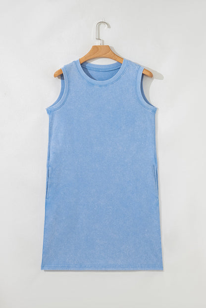 Mineral Wash Pocketed Tank Mini Dress