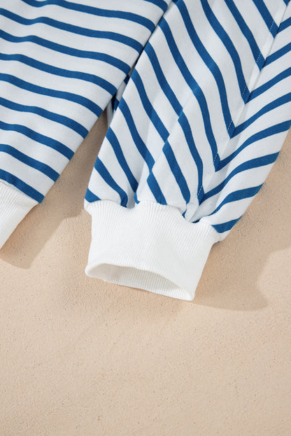 Stripe Drop Shoulder Crewneck Sweatshirt